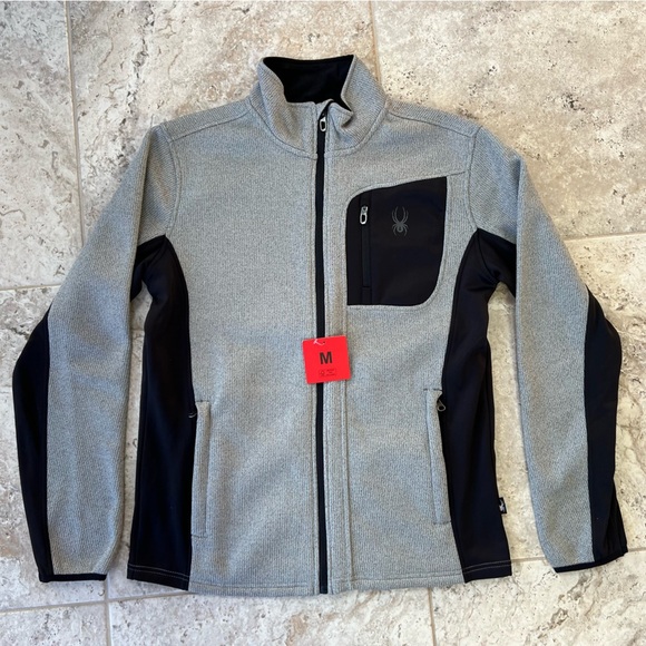 Spyder Other - Spyder Men's Bandit Hybrid Full Zip Mid Layer Jacket, Grey/Black, M